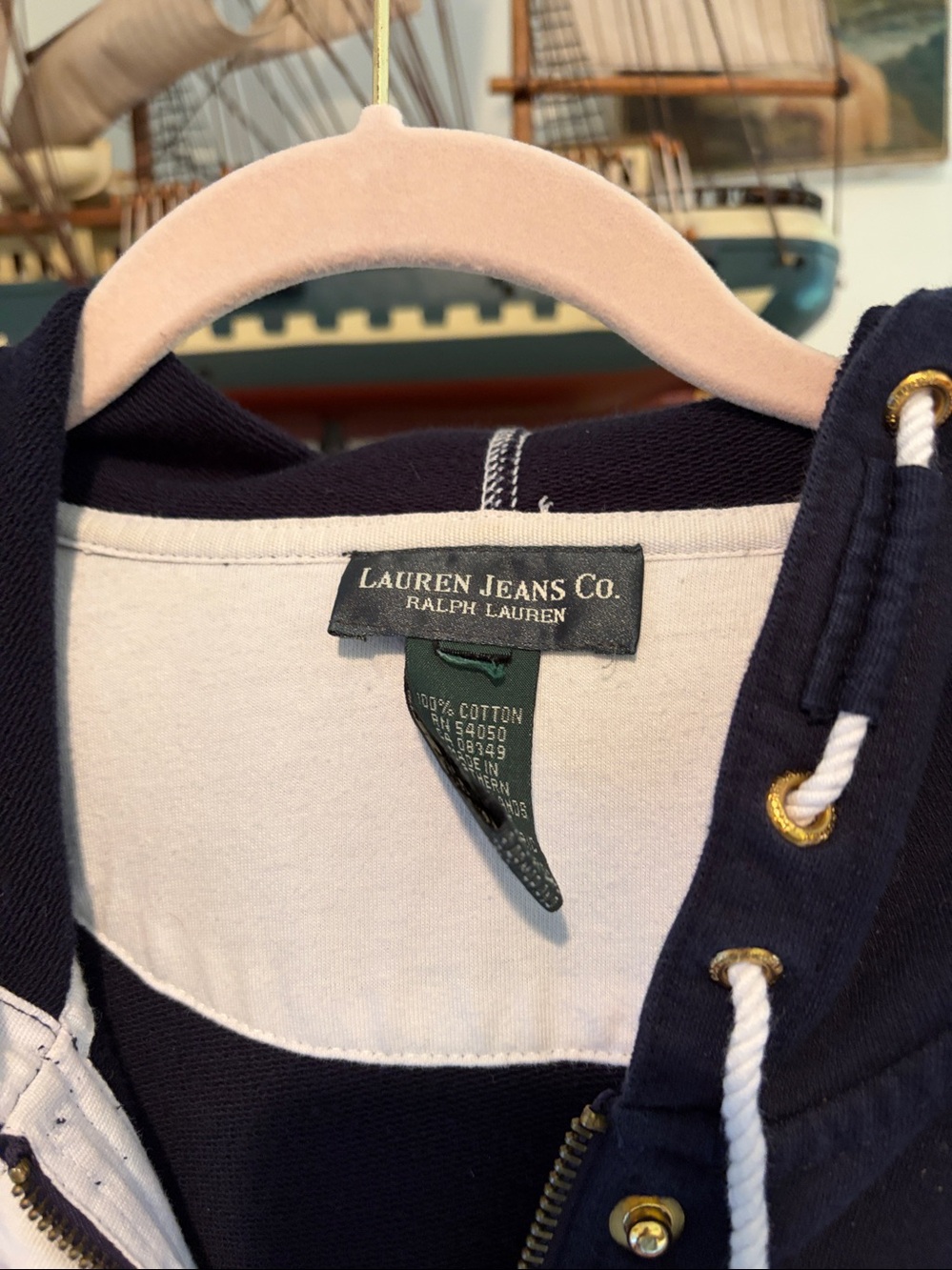 Vintage Ralph Lauren Jeans Co. Navy Blue Coastal Full Zip Jacket With Hood - Picture 10 of 10